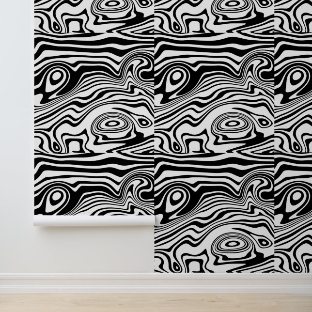 Black and White Abstract Waves Custom Colours Wallpaper (Application)