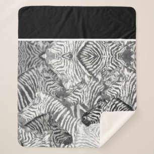 Black and White Abstract Zebra Art Sherpa Blanket