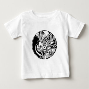 Black And White Abstract Zendala On Circle Baby T-Shirt