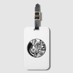 Black And White Abstract Zendala On Circle Luggage Tag