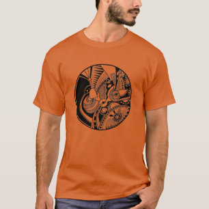 Black And White Abstract Zendala On Circle T-Shirt