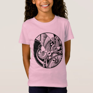 Black And White Abstract Zendala On Circle T-Shirt