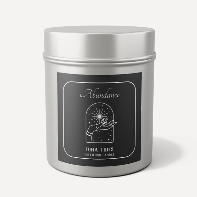 Black And White  Abundance Intention Candle Label (Creator Uploaded)