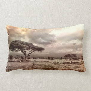 Black and White Acacia on the African Savanna Lumbar Cushion