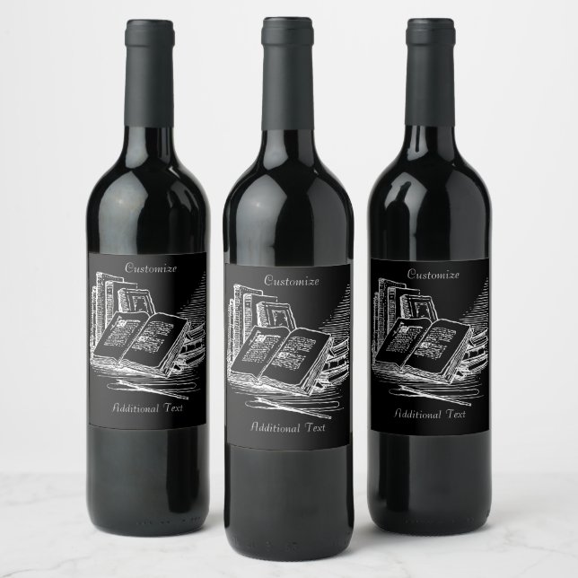 Black And White Academia Wine Label (Bottles)