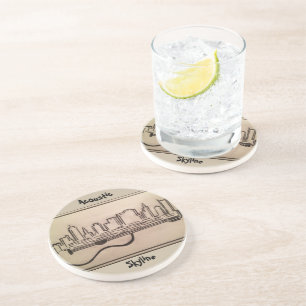 Black and White "Acoustic Skyline" Coasters