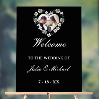Black and White Acrylic Wedding Welcome Sign