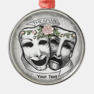 Black and White Actor Masks Metal Tree Decoration