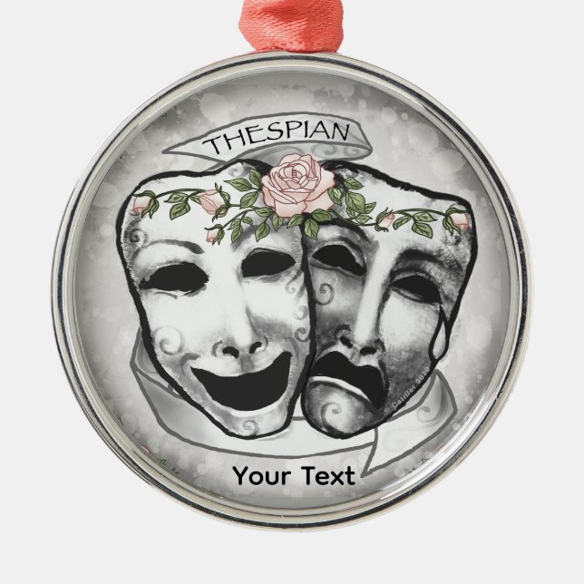 Black and White  Actor Masks Metal Tree Decoration (Front)