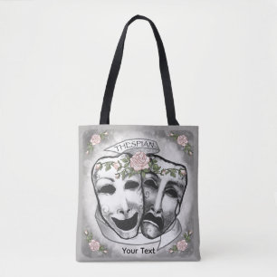 Black and White Actor Masks Tote Bag