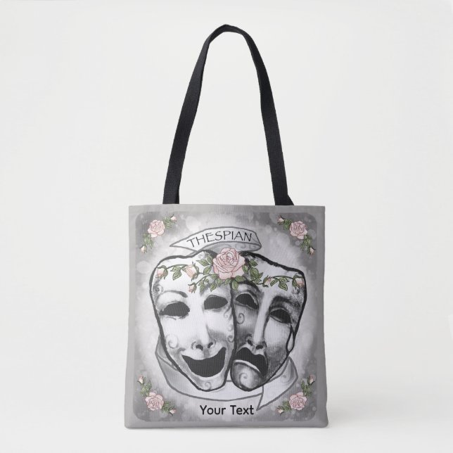 Black and White  Actor Masks Tote Bag (Front)