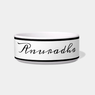 Black and white add pet name Ceramic Pet Bowl