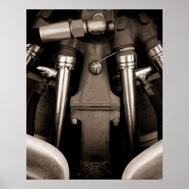 Black and white aeroplane engine poster print (Front)