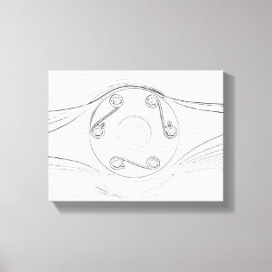 Black and White Aeroplane Propeller Sketch Canvas Print