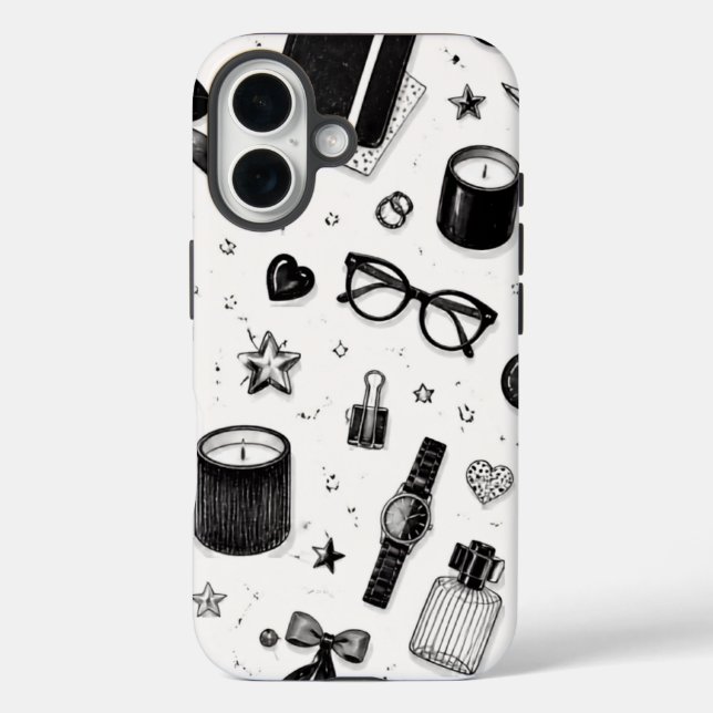 Black and White Aesthetic Phone Case (Back)