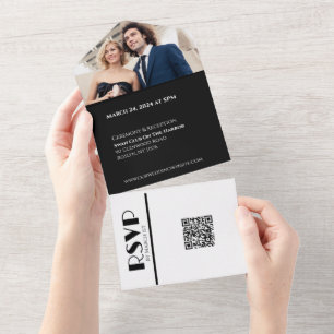 Black and White Affair-Wedding Rings- All In One I All In One Invitation
