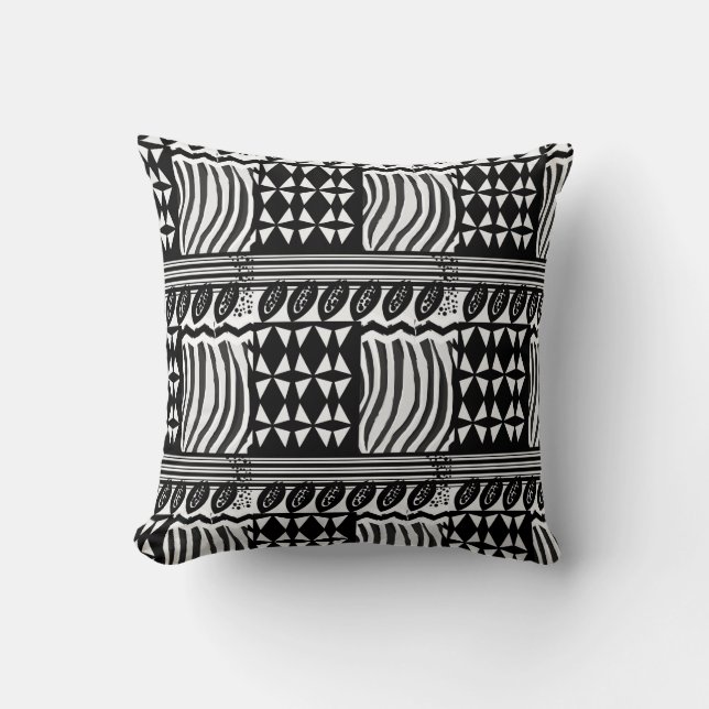 Black And White African-Inspired Pattern by KCS Cushion (Front)