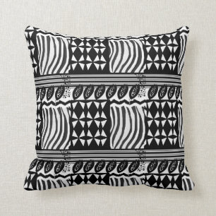 Black And White African-Inspired Pattern by KCS Cushion