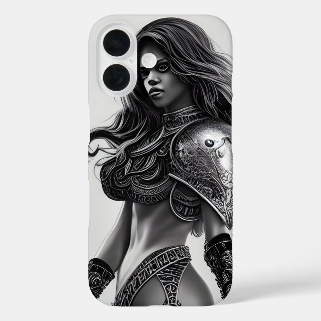 Black and White African Warrior Queen Case-Mate iPhone Case (Back)