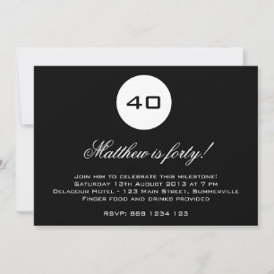 Black and White Age Badge Birthday Invitation