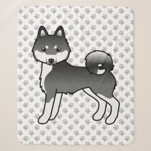 Black And White Alaskan Klee Kai Cute Cartoon Dog Sherpa Blanket