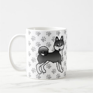 Black And White Alaskan Klee Kai Cute Dog & Paws Coffee Mug