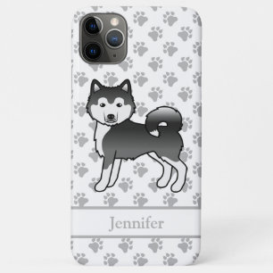 Black And White Alaskan Malamute Cute Dog & Name Case-Mate iPhone Case