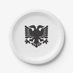 Black and White Albanian Eagle Paper Plate