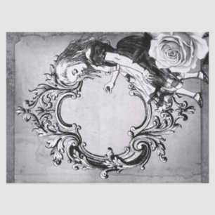 Black and White Alice in Wonderland Ornate Frame Tissue Paper