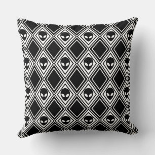 Black and White Alien Argyle Pattern Cushion