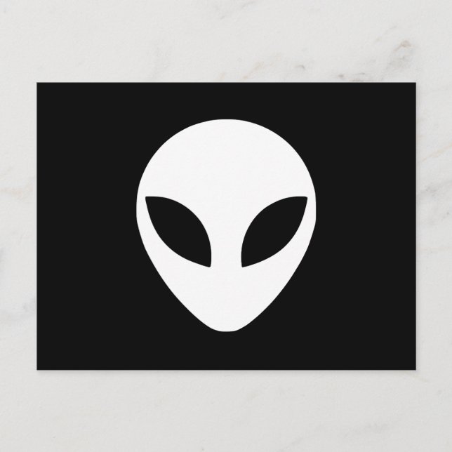 Black and White Alien Head Postcard (Front)