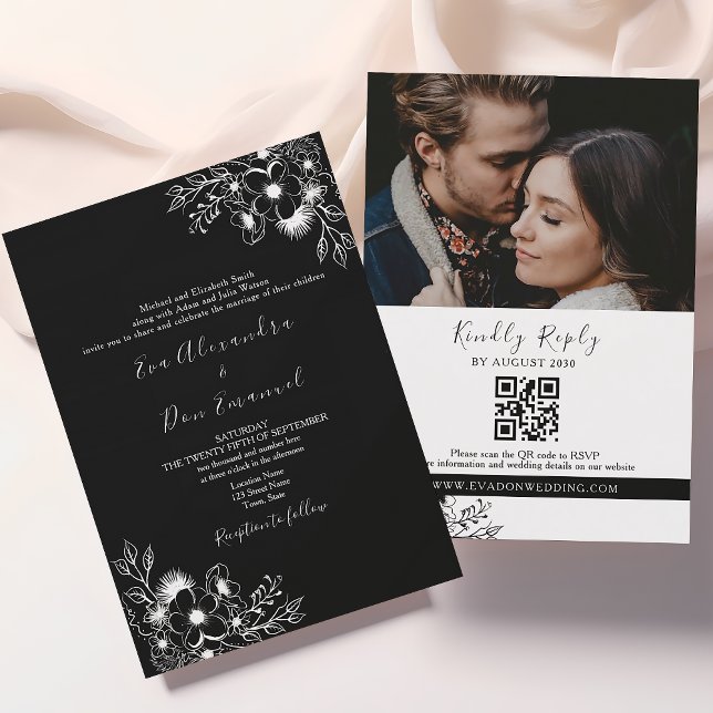 Black and White All in One Wedding Invitation (Creator Uploaded)