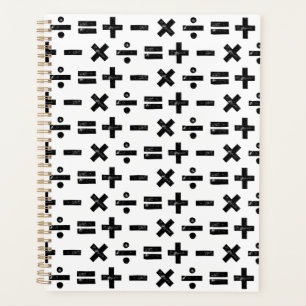Black and White All Math Symbols Lino Cut Planner