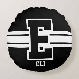 Black and White - All Sport Letters Round Cushion