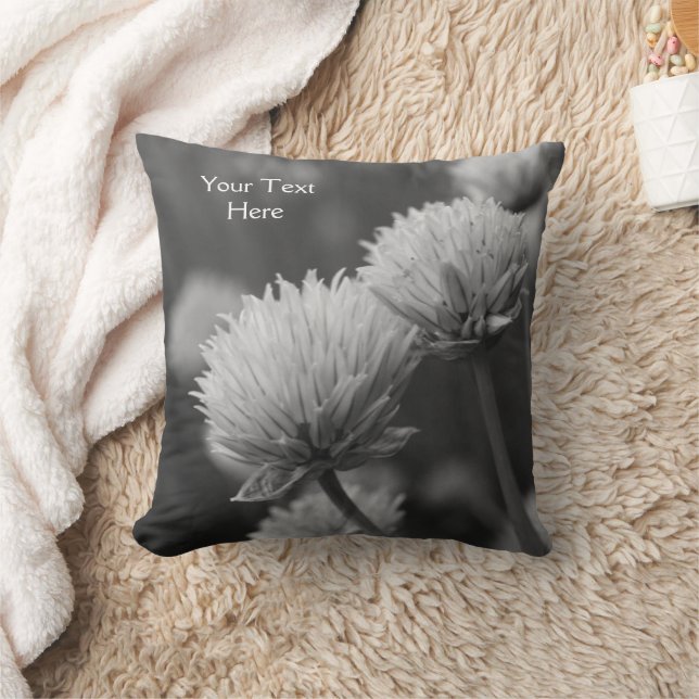 Black And White Allium Flowers Personalised Cushion (Blanket)