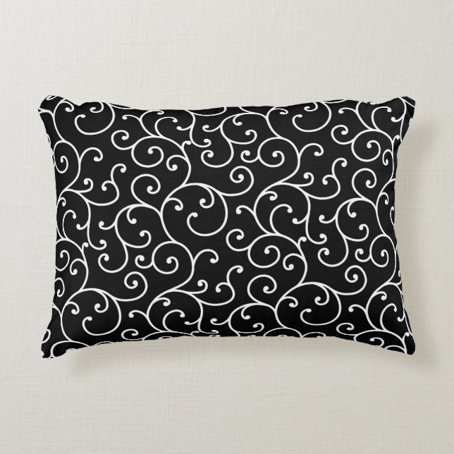 Black and White allover seamless scroll designpatt Decorative Cushion (Front)
