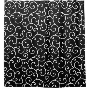 Black and White allover seamless scroll designpatt Shower Curtain