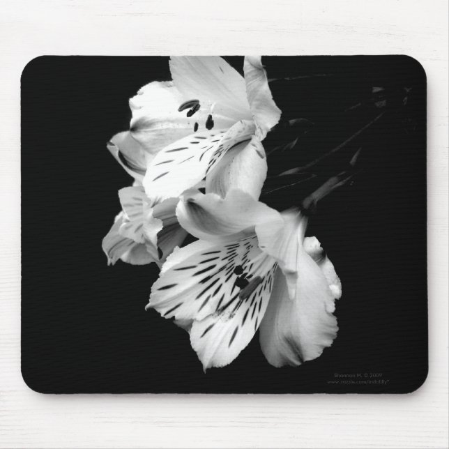 Black and White Alstroemeria Lily Mousepad (Front)