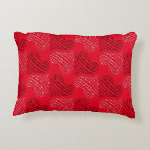 Black and White Alternating Heart Lines Decorative Cushion