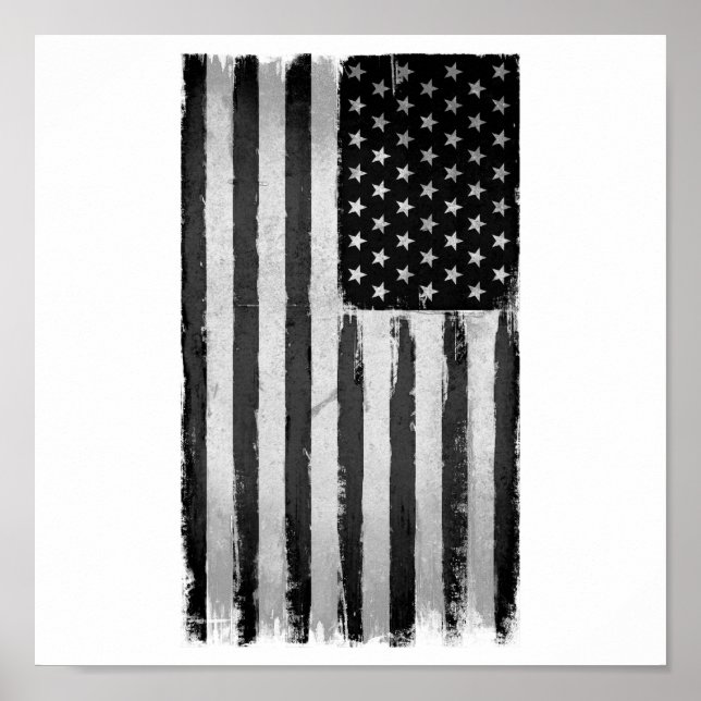 Black and white American flag Poster (Front)