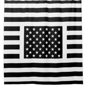 Black and White American Flag shower curtain