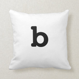 Black and white Anagram Pillow Lowercase Letter b