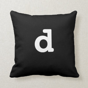 Black and white Anagram Pillow Lowercase Letter d
