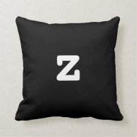 Black and white Anagram Pillow Lowercase Letter z