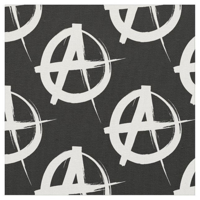 black and white anarchy symbol fabric (Close Up)