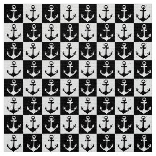 Black And White Anchor  Fabric