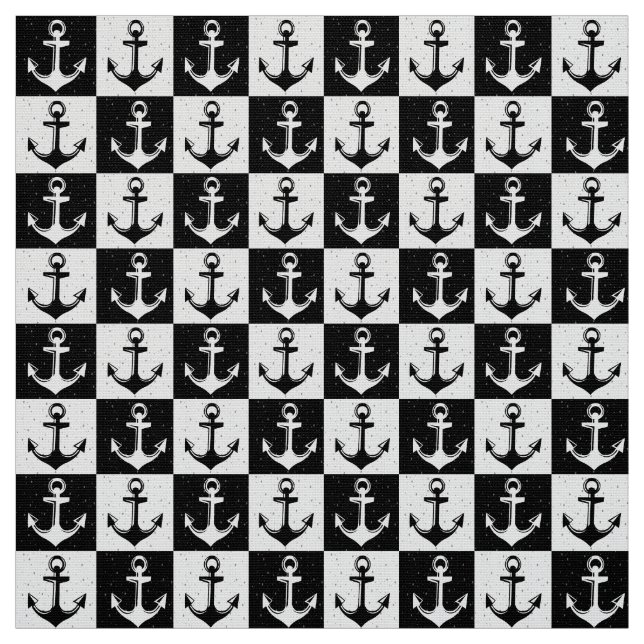 Black And White Anchor  Fabric (Swatch)