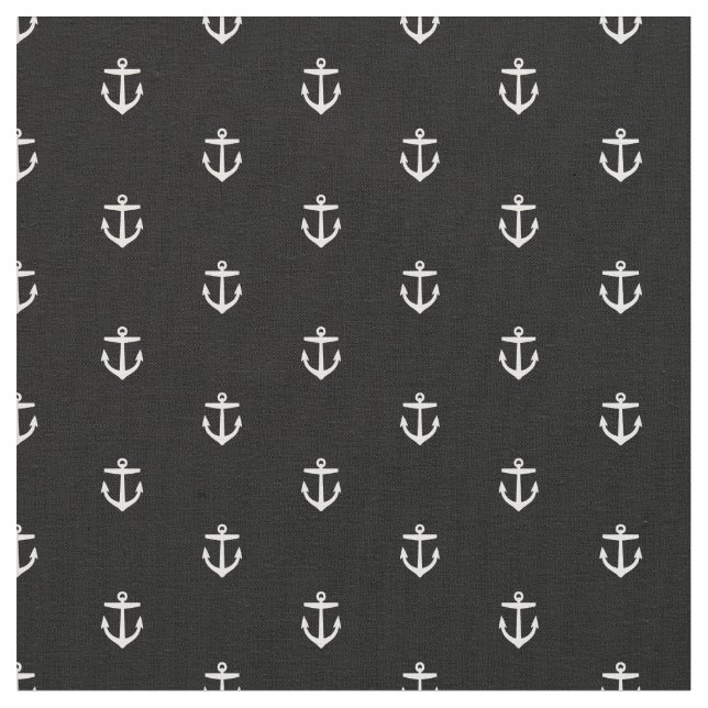 Black and White Anchor Print Fabric (Close Up)