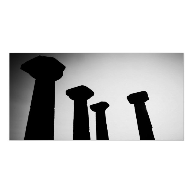 Black and White Ancient Columns Photography Poster (Front)