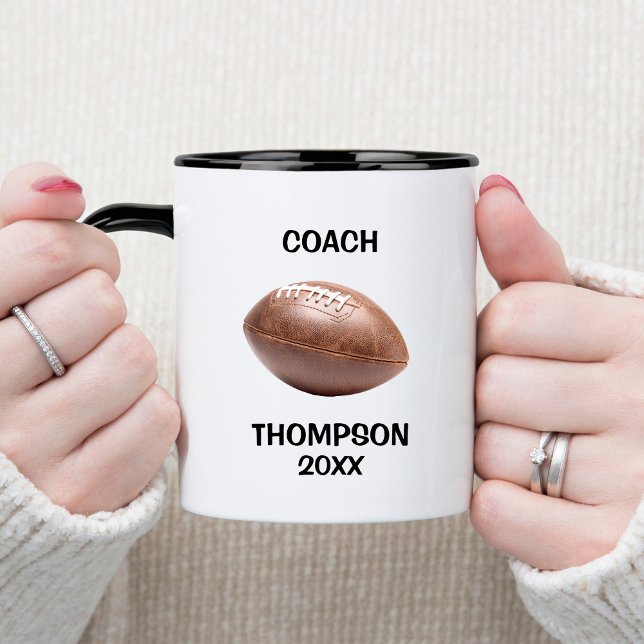 Black and White and brown Football Coach Mug (Creator Uploaded)